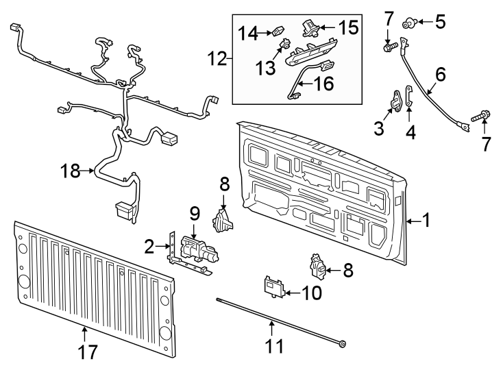 Diagram PICK UP BOX. TAIL GATE. for your 2022 Cadillac XT4   