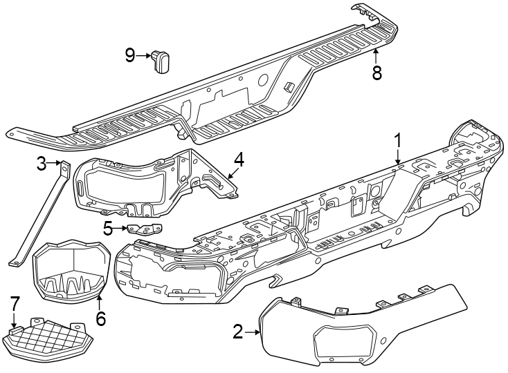 8Rear bumper. Bumper & components.https://images.simplepart.com/images/parts/motor/fullsize/GH19811.png