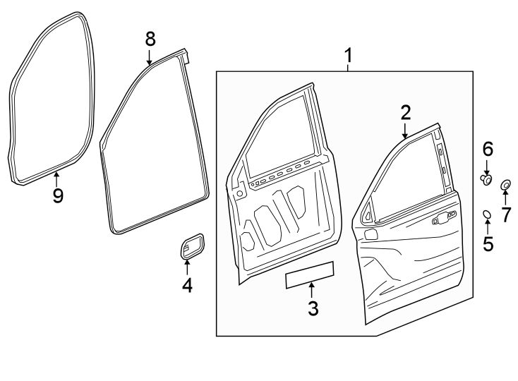 Diagram FRONT DOOR. DOOR & COMPONENTS. for your 2003 Pontiac Sunfire   