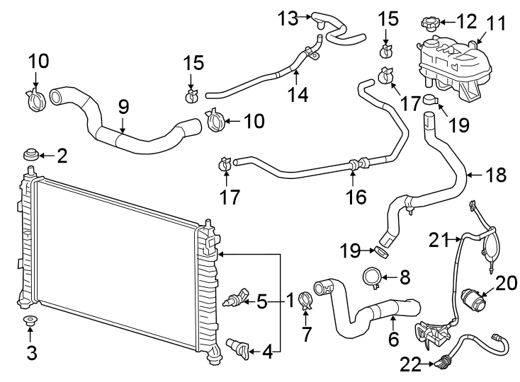 Diagram RADIATOR & COMPONENTS. for your 2023 Cadillac XT4   