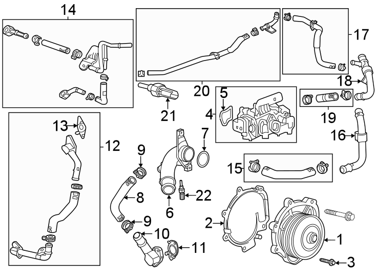 Diagram Water pump. for your 2021 Chevrolet Camaro 6.2L V8 M/T SS Coupe 