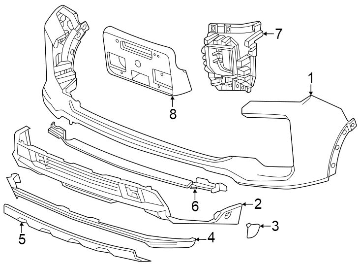 Diagram Front bumper. Exterior trim. for your Chevrolet Silverado  