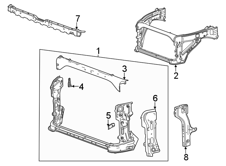 Diagram Radiator support. for your 2011 GMC Sierra 2500 HD 6.6L Duramax V8 DIESEL A/T RWD SLE Standard Cab Pickup 