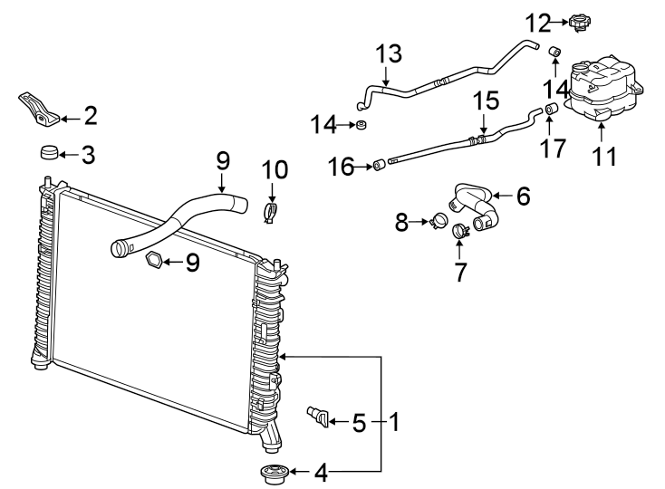 Diagram Radiator & components. for your Chevrolet