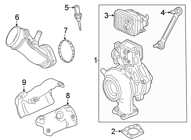 5Turbocharger & components.https://images.simplepart.com/images/parts/motor/fullsize/GH20338.png