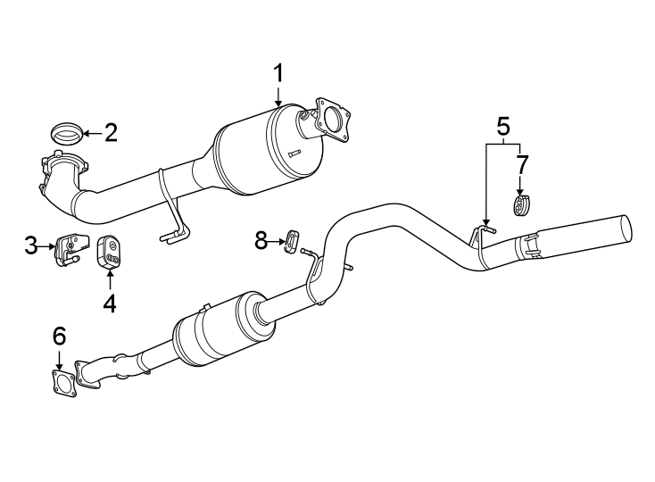 Diagram Exhaust system. Exhaust components. for your 1992 Chevrolet K3500  Scottsdale Extended Cab Pickup Fleetside 6.5L V8 DIESEL A/T 