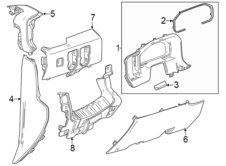 Diagram Instrument panel components. for your 2005 Chevrolet Avalanche 1500   