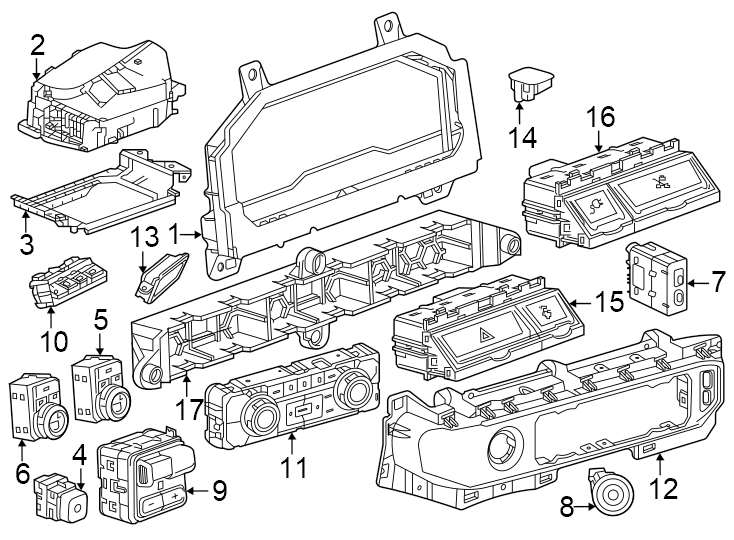 Diagram Instrument panel. Cluster & switches. for your 2020 Chevrolet Spark  LT Hatchback 