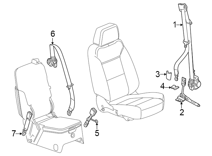 Diagram Restraint systems. Front seat belts. for your Buick Enclave   