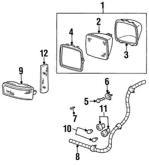 Diagram FRONT LAMPS. HEADLAMP COMPONENTS. PARK LAMPS. for your 2008 Chevrolet Express 2500   