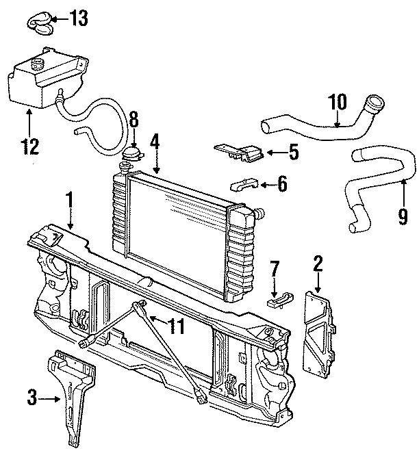 Diagram RADIATOR & COMPONENTS. RADIATOR SUPPORT. for your 2021 Chevrolet Bolt EV   