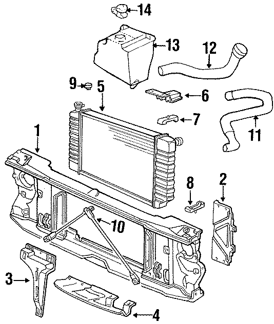 Diagram RADIATOR & COMPONENTS. RADIATOR SUPPORT. for your 2021 Chevrolet Bolt EV   