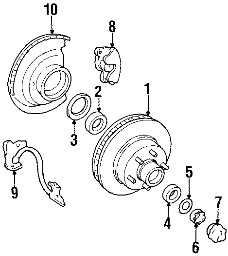 Diagram FRONT SUSPENSION. BRAKE COMPONENTS. for your 2005 Chevrolet Suburban 2500 LS Sport Utility 8.1L Vortec V8 A/T 4WD 