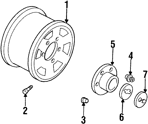 Diagram WHEELS. COVERS & TRIM. for your Chevrolet