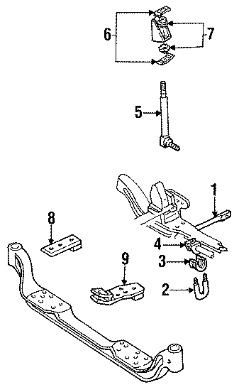 Diagram FRONT SUSPENSION. STABILIZER BAR & COMPONENTS. for your 2002 GMC Sierra 2500 HD 6.6L Duramax V8 DIESEL M/T 4WD Base Standard Cab Pickup Fleetside 