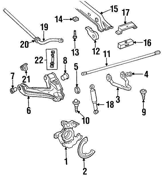 Diagram FRONT SUSPENSION. STABILIZER BAR & COMPONENTS. SUSPENSION COMPONENTS. for your 1993 GMC K2500 Suburban   