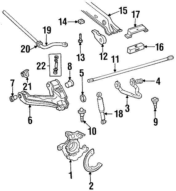 Diagram FRONT SUSPENSION. STABILIZER BAR & COMPONENTS. SUSPENSION COMPONENTS. for your 1992 GMC K2500 Suburban   