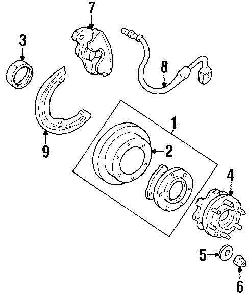 Diagram FRONT SUSPENSION. BRAKE COMPONENTS. for your 2009 GMC Yukon SLE Sport Utility 5.3L Vortec V8 A/T 4WD 