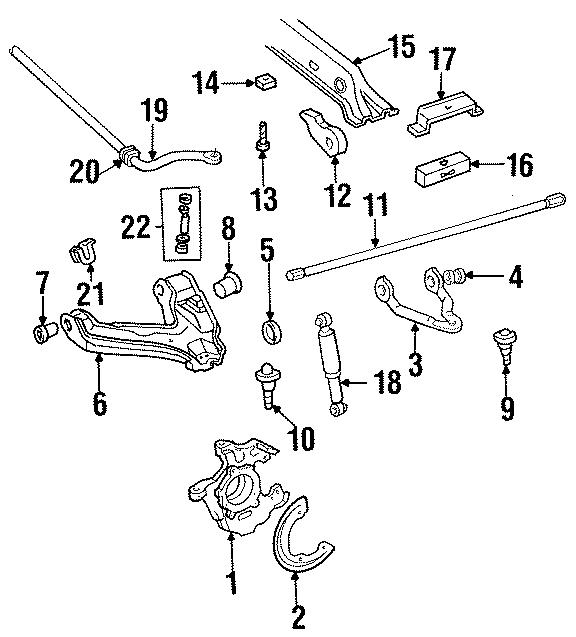 Diagram FRONT SUSPENSION. STABILIZER BAR & COMPONENTS. SUSPENSION COMPONENTS. for your 1985 GMC K2500 Suburban   