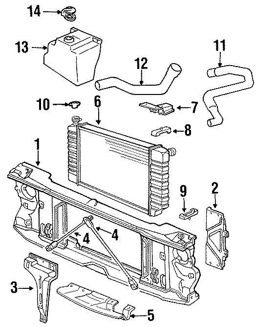 Diagram RADIATOR & COMPONENTS. RADIATOR SUPPORT. for your 2021 Chevrolet Bolt EV   