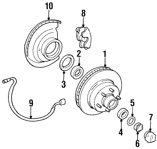 Diagram FRONT SUSPENSION. BRAKE COMPONENTS. for your 2004 GMC Sierra 2500 HD 6.6L Duramax V8 DIESEL A/T 4WD Base Crew Cab Pickup 