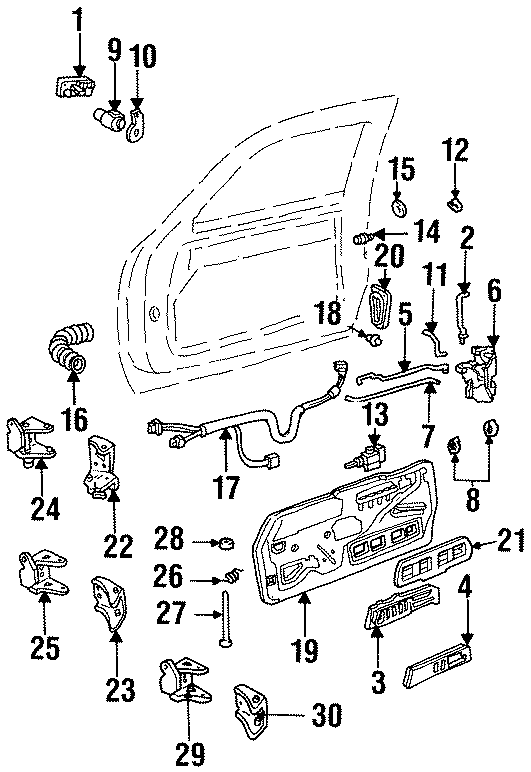 Diagram FRONT DOOR. LOCK & HARDWARE. for your 2005 Chevrolet Aveo    