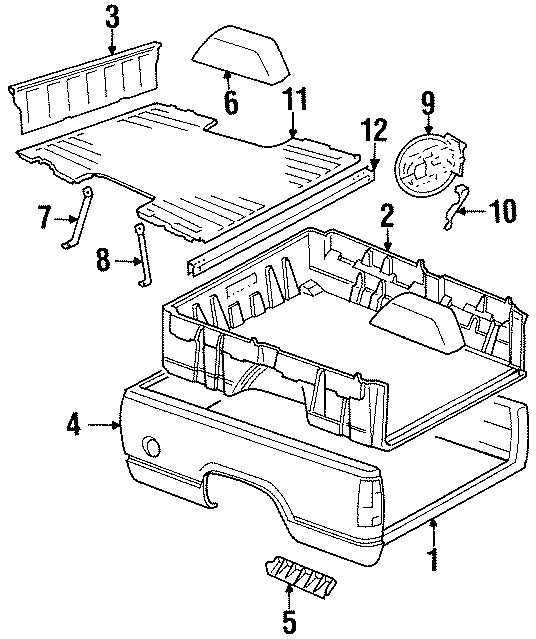 Diagram PICK UP BOX. BOX ASSEMBLY. FLOOR. FRONT & SIDE PANELS. for your 2005 Chevrolet Monte Carlo   