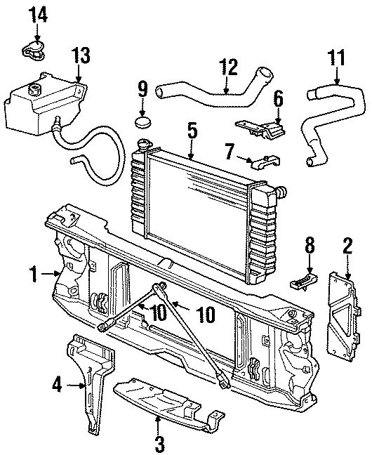 Diagram RADIATOR & COMPONENTS. RADIATOR SUPPORT. for your 2021 Chevrolet Bolt EV   