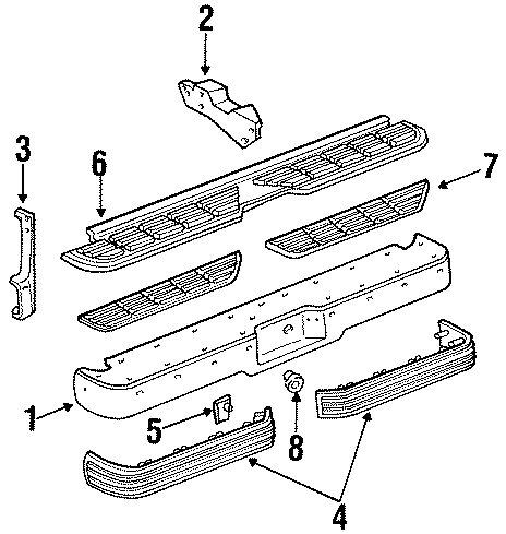 Diagram REAR BUMPER. BUMPER & COMPONENTS. for your 1989 Chevrolet C1500  Silverado Extended Cab Pickup Fleetside 6.2L V8 DIESEL M/T 