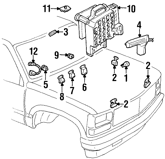 Diagram ELECTRICAL COMPONENTS. for your 1989 Chevrolet C1500  Silverado Extended Cab Pickup Fleetside 6.2L V8 DIESEL M/T 