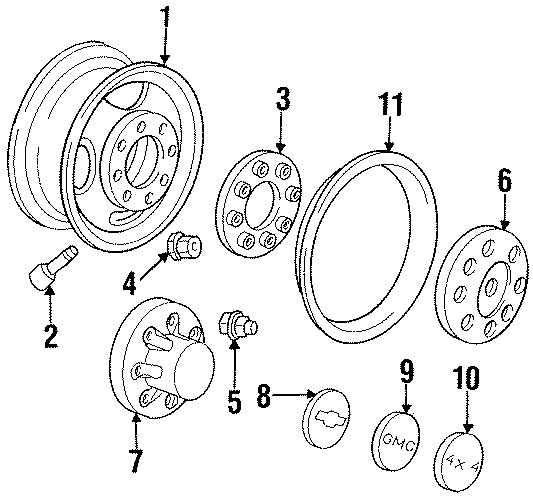 Diagram COVERS & TRIM. for your 1994 Chevrolet K3500  Base Cab & Chassis Fleetside 5.7L Chevrolet V8 M/T 