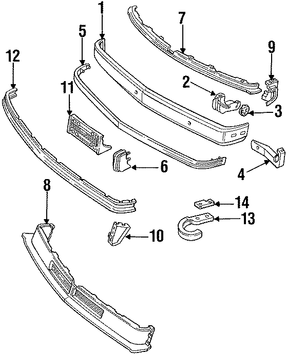 Diagram FRONT BUMPER. BUMPER & COMPONENTS. for your 2002 GMC Sierra 3500 6.0L Vortec V8 A/T 4WD SLE Standard Cab Pickup 