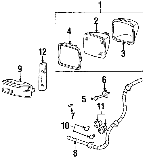 FRONT LAMPS. HEADLAMP COMPONENTS. PARK LAMPS.