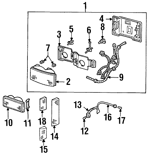 FRONT LAMPS. HEADLAMP COMPONENTS. PARK LAMPS. SIDE MARKER LAMPS.