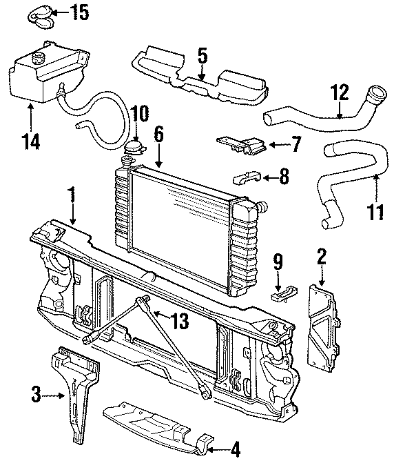 Diagram RADIATOR & COMPONENTS. RADIATOR SUPPORT. for your 2021 Chevrolet Bolt EV   