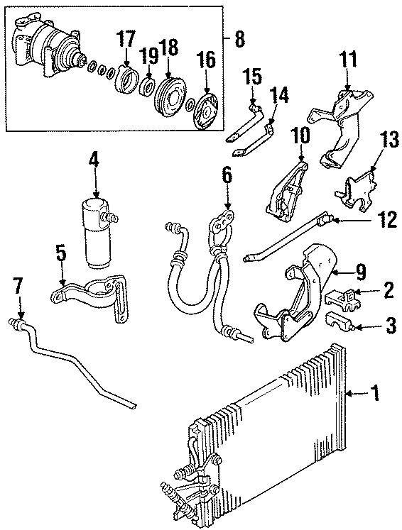 AIR CONDITIONER & HEATER. COMPRESSOR & LINES. CONDENSER.