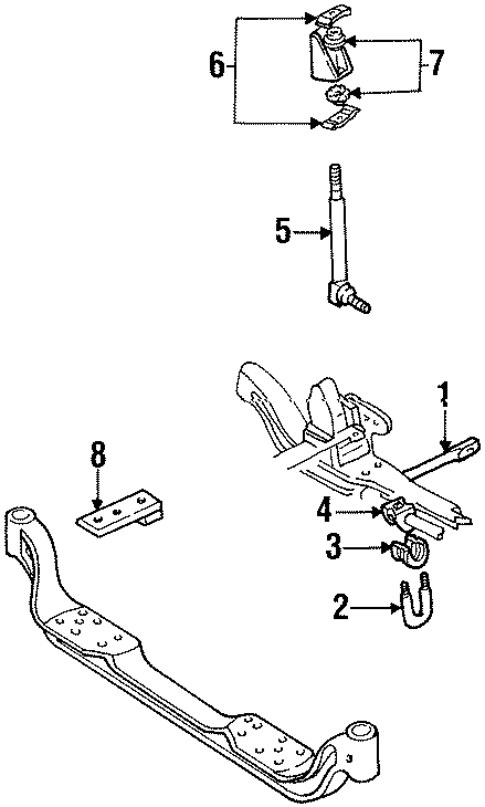 Diagram FRONT SUSPENSION. STABILIZER BAR & COMPONENTS. for your 2002 GMC Sierra 2500 HD 6.6L Duramax V8 DIESEL M/T 4WD Base Standard Cab Pickup Fleetside 