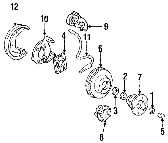 Diagram FRONT SUSPENSION. BRAKE COMPONENTS. for your 2012 GMC Sierra 2500 HD 6.0L Vortec V8 A/T RWD WT Extended Cab Pickup 