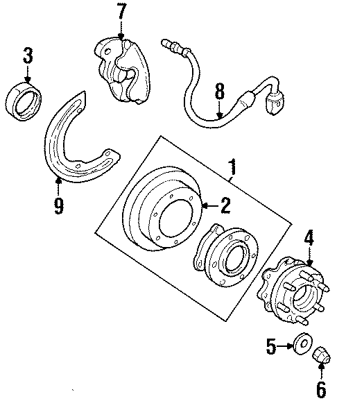 Diagram FRONT SUSPENSION. BRAKE COMPONENTS. for your 2018 GMC Sierra 2500 HD 6.6L Duramax V8 DIESEL A/T 4WD SLE Extended Cab Pickup Fleetside 