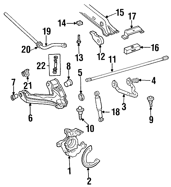 FRONT SUSPENSION. STABILIZER BAR & COMPONENTS. SUSPENSION COMPONENTS.