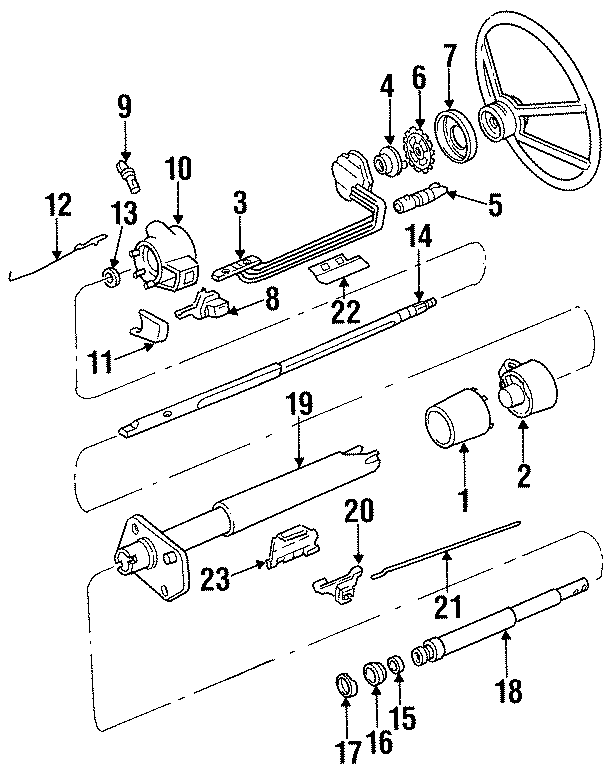 Diagram STEERING COLUMN. HOUSING & COMPONENTS. SHROUD. SWITCHES & LEVERS. UPPER COMPONENTS. for your 2017 Chevrolet Spark 1.4L Ecotec M/T LT Hatchback 