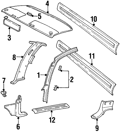 Diagram INTERIOR TRIM. for your 1992 Chevrolet K3500  Scottsdale Cab & Chassis 6.5L V8 DIESEL A/T 