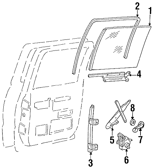 Diagram REAR DOOR. GLASS & HARDWARE. for your 2014 Chevrolet Spark 1.2L Ecotec CVT LT Hatchback 