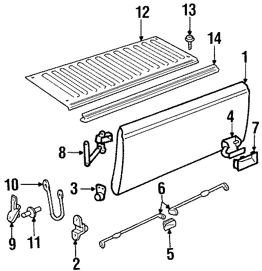 Diagram PICK UP BOX. TAIL GATE. for your 2013 Chevrolet Suburban 1500   