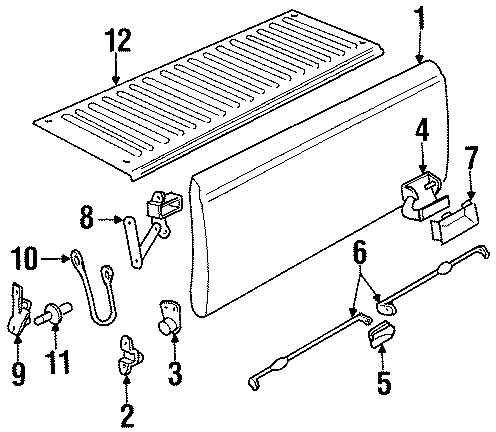 Diagram PICK UP BOX. TAIL GATE. for your 2013 Chevrolet Suburban 1500   