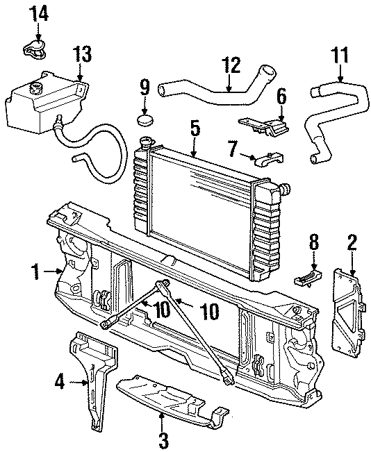 Diagram RADIATOR & COMPONENTS. RADIATOR SUPPORT. for your 2021 Chevrolet Bolt EV   