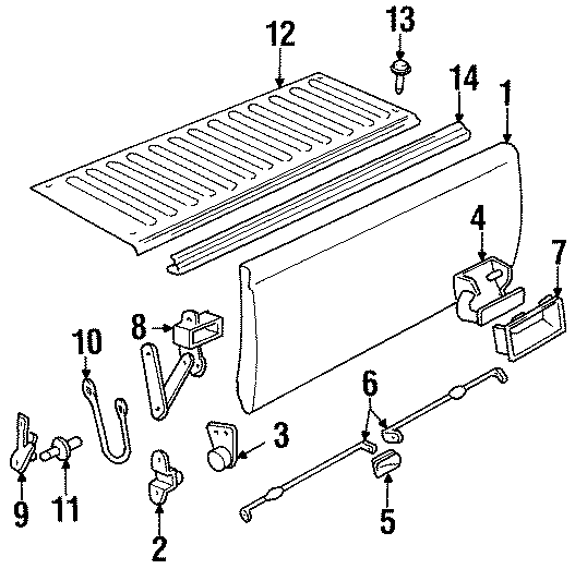 Diagram PICK UP BOX. TAIL GATE. for your 2013 Chevrolet Suburban 1500   