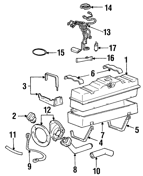 Diagram FUEL SYSTEM COMPONENTS. for your 1999 Chevrolet Silverado 1500 Base Standard Cab Pickup Fleetside  