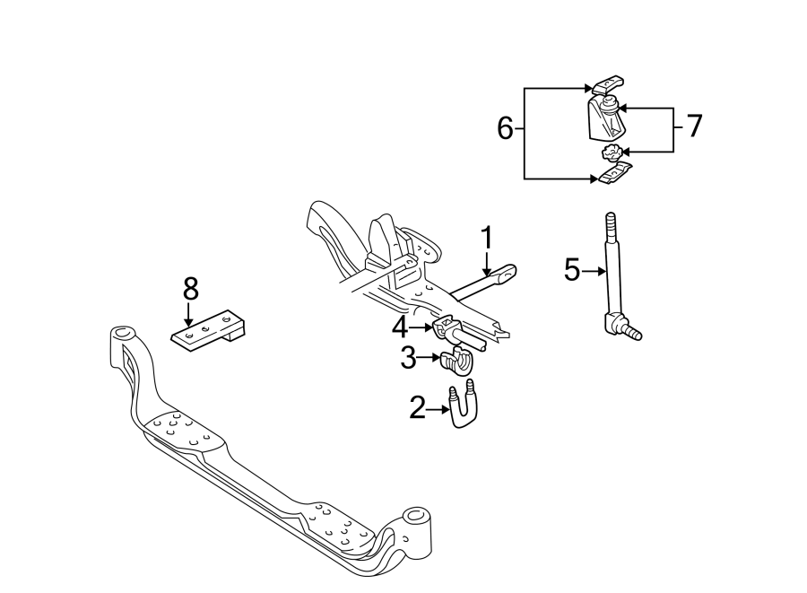 Diagram FRONT SUSPENSION. STABILIZER BAR & COMPONENTS. for your 2002 GMC Sierra 2500 HD 6.6L Duramax V8 DIESEL M/T 4WD Base Standard Cab Pickup Fleetside 