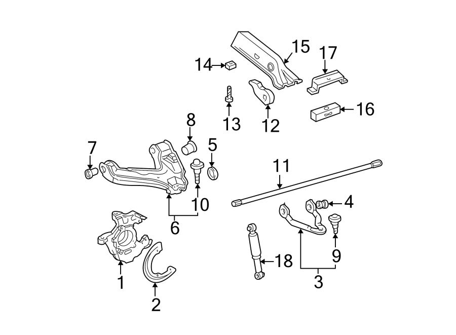 Diagram FRONT SUSPENSION. SUSPENSION COMPONENTS. for your 2018 GMC Sierra 2500 HD 6.0L Vortec V8 FLEX A/T RWD SLE Extended Cab Pickup Fleetside 